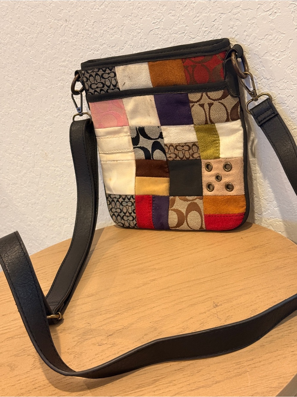 Coach Patchwork Crossbody in‎ Multi Patch Colors with Black Strap